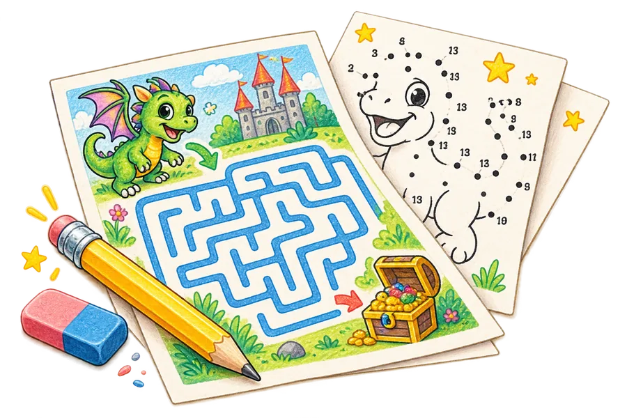 Maze and activity worksheets