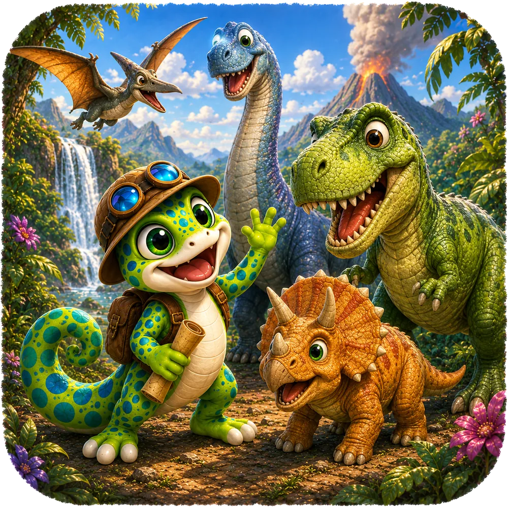 Zumi exploring with dinosaurs
