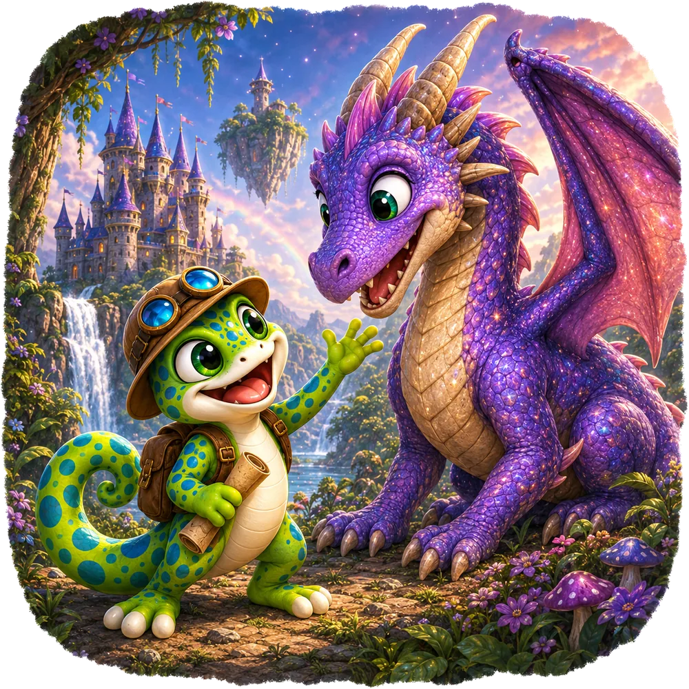 Zumi meeting a purple dragon